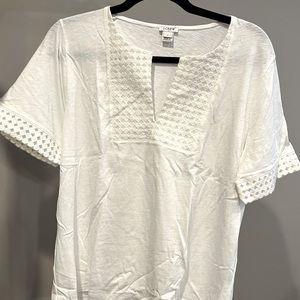 J. Crew Factory White Embroidered Eyelet Tee